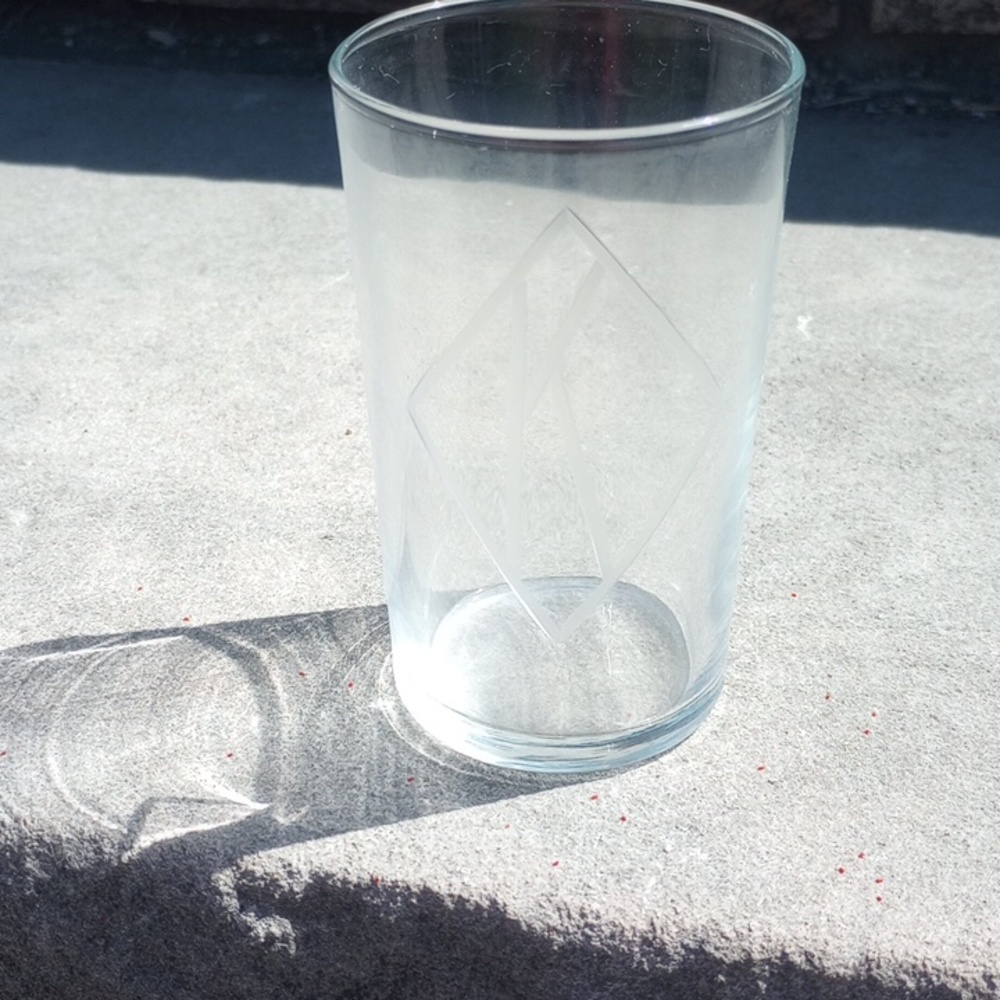 7 Monogrammed "K" Etched Glass Drinking Glasses - Picture 2 of 3